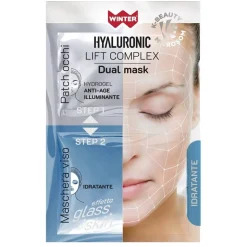Winter Hyaluronic Lift Complex Dual Mask Idratante Patch Occhi Hydrogel e Maschera Viso Glass Skin