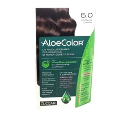 Zuccari AloeColor 5,0 Tinta Permanente Capelli Castano Scuro + Rivelatore 75ml + Shampoo 15ml